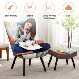 HomeMiYN Orange Patchwork Single-Seater Sofa with Footstool Cushion - thumbnail 7