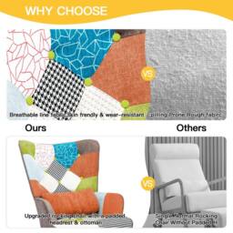 HomeMiYN Orange Patchwork Single-Seater Sofa with Footstool Cushion - thumbnail 8