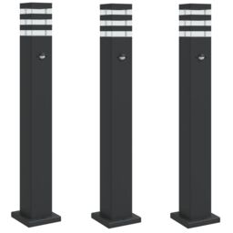 Berkfield Home Outdoor Floor Lamps with Sensors 3pcs Black 80 cm Aluminium - thumbnail 2