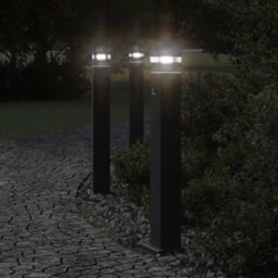 Berkfield Home Outdoor Floor Lamps with Sensors 3pcs Black 80 cm Aluminium - thumbnail 1