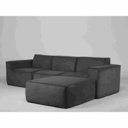 Furniture Maxi Men's Hugspacee Corduroy 3 Seater Sofa with Footstool in Grey - thumbnail 2