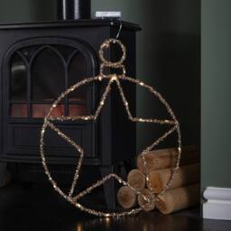 Samuel Alexander 49cm Light up Christmas Gold Star Ball with Twinkling Warm White LEDs - thumbnail 5