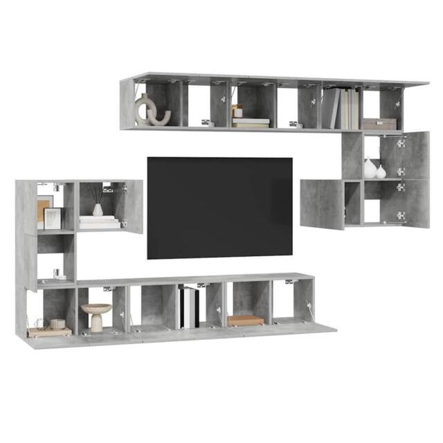 Berkfield Home Modern 10 Piece TV Cabinet Set Concrete Grey Engineered Wood - image 1