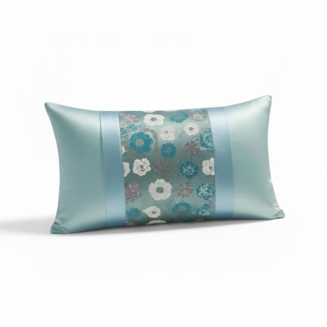 Snug City Oblong Floral Sequin Cushion Luxury Rectangular Decorative Accent in Teal - Size: 45 cm x 30 cm - image 1