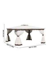 Living and Home 13 x 13FT Tiered Roof Metal Frame Patio Gazebo with Curtains in Beige - thumbnail 3