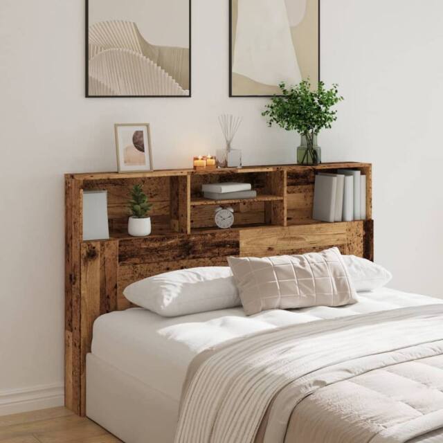 Berkfield Home Headboard Cabinet Old Wood 160x19x103.5 cm Engineered Wood in Brown - image 1
