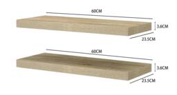 Home Source Pair of 60cm Floating Storage Shelf Wall Mounted Wooden Book Shelves in Light Oak - thumbnail 6