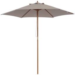 OUTSUNNY 2.5m Wood Garden Parasol Sun Shade Patio Outdoor Wooden Umbrella Canopy in Grey - thumbnail 2