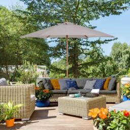 OUTSUNNY 2.5m Wood Garden Parasol Sun Shade Patio Outdoor Wooden Umbrella Canopy in Grey