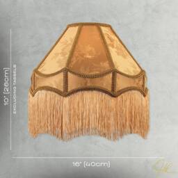 Happy Homewares Gold Faux Silk Large Victorian Lamp Shade with Textured Floral Decor - Size: 16 inches - thumbnail 7