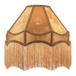 Happy Homewares Gold Faux Silk Large Victorian Lamp Shade with Textured Floral Decor - Size: 16 inches