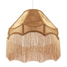 Happy Homewares Gold Faux Silk Large Victorian Lamp Shade with Textured Floral Decor - Size: 16 inches - thumbnail 3