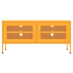 Berkfield Home TV Cabinet Mustard Yellow 105x35x50 cm Steel - Size: 105 x 35 x 50 cm - thumbnail 3