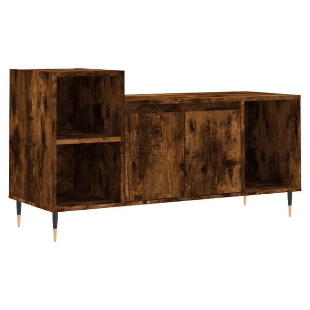 Berkfield Home TV Cabinet Smoked Oak 100x35x55 cm Engineered Wood in Brown - Size: 100 x 35 x 55 cm - image 1