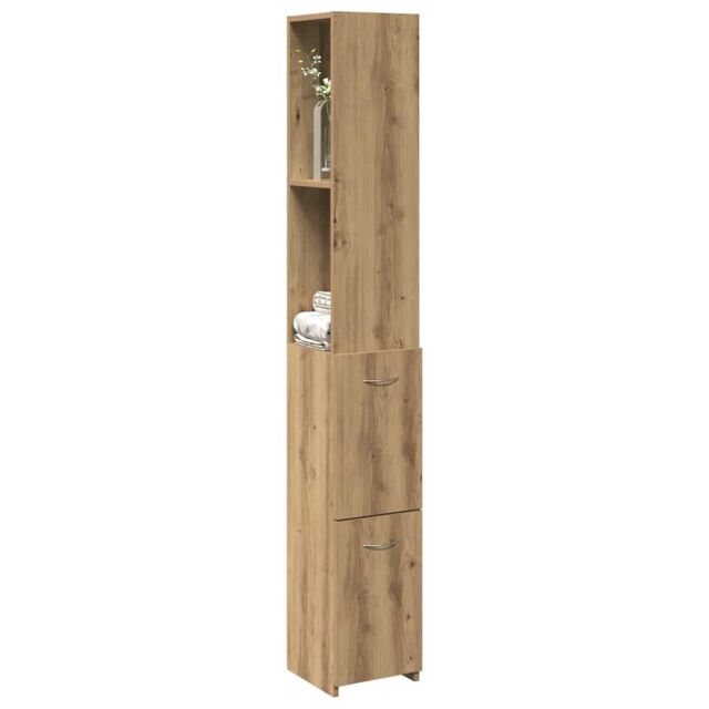 Berkfield Home Bathroom Cabinet Artisan Oak 25x25x170 cm Engineered Wood in Brown - Size: 25 x 25 x 170 cm - image 1