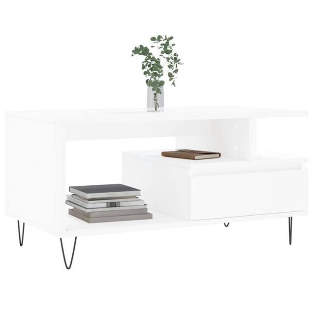 Berkfield Home Modern Coffee Table White 90x49x45 cm Engineered Wood - Size: 90 x 49 x 45 cm - image 1
