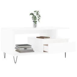Berkfield Home Modern Coffee Table White 90x49x45 cm Engineered Wood - Size: 90 x 49 x 45 cm - thumbnail 4
