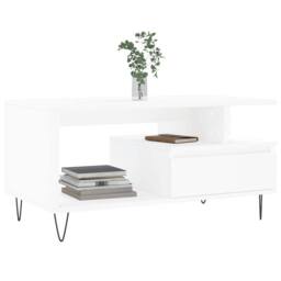 Berkfield Home Modern Coffee Table White 90x49x45 cm Engineered Wood - Size: 90 x 49 x 45 cm - thumbnail 1