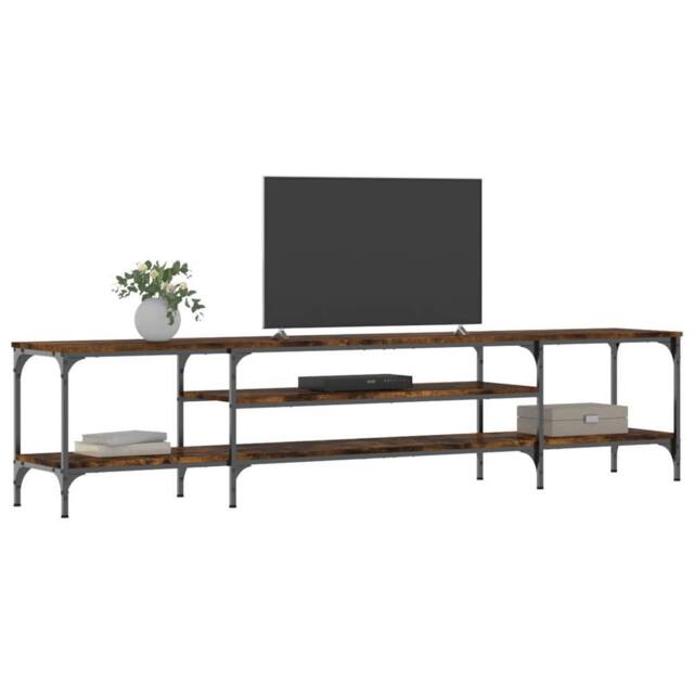 Berkfield Home TV Cabinet Smoked Oak 201x35x45 cm Engineered Wood&Iron - Size: 201 x 35 x 45 cm - image 1