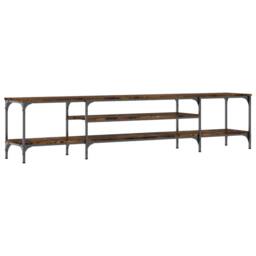 Berkfield Home TV Cabinet Smoked Oak 201x35x45 cm Engineered Wood&Iron - Size: 201 x 35 x 45 cm - thumbnail 3