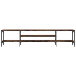 Berkfield Home TV Cabinet Smoked Oak 201x35x45 cm Engineered Wood&Iron - Size: 201 x 35 x 45 cm - thumbnail 4