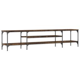 Berkfield Home TV Cabinet Smoked Oak 201x35x45 cm Engineered Wood&Iron - Size: 201 x 35 x 45 cm - thumbnail 6