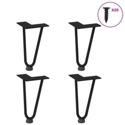 Berkfield Home Hairpin Table Legs 4 pcs Black 20 cm Solid Steel
