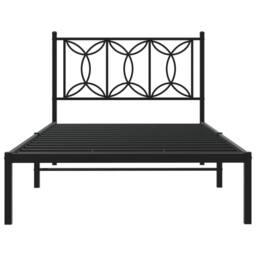 Berkfield Home Metal Bed Frame without Mattress with Headboard Black 100x200cm - Size: 100x200 cm - thumbnail 4