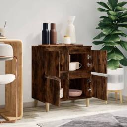 Berkfield Home Sideboard Smoked Oak 60x35x70 cm Engineered Wood in Brown - Size: 60 x 35 x 70 cm - thumbnail 1