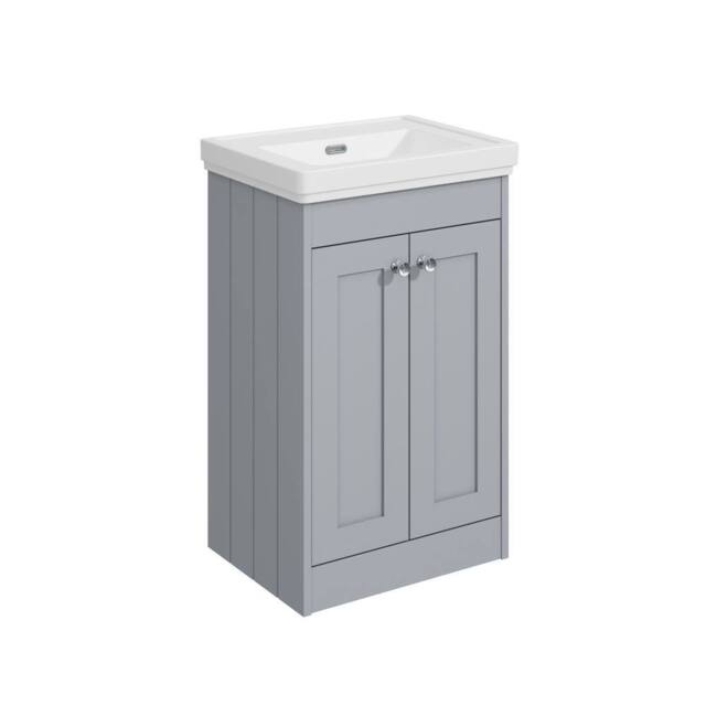 Balterley 500mm Floor Standing 2 Door Unit with Basin No Tap Hole - Satin Grey - image 1