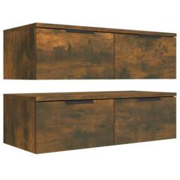 Berkfield Home Wall Cabinets 2 pcs Smoked Oak 68x30x20 cm Engineered Wood in Brown - Size: 68 x 30 x 20 cm - thumbnail 6