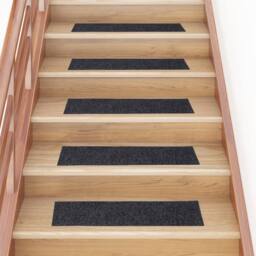 Berkfield Home Self-adhesive Stair Mats Rectangular 15 pcs 76x20 cm Grey - Size: Medium - thumbnail 1