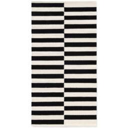 THE RUGS Donna Handwoven Wool Rug Black & White Striped Reversible Living Room - Size: 160 cm x 230 cm - thumbnail 7