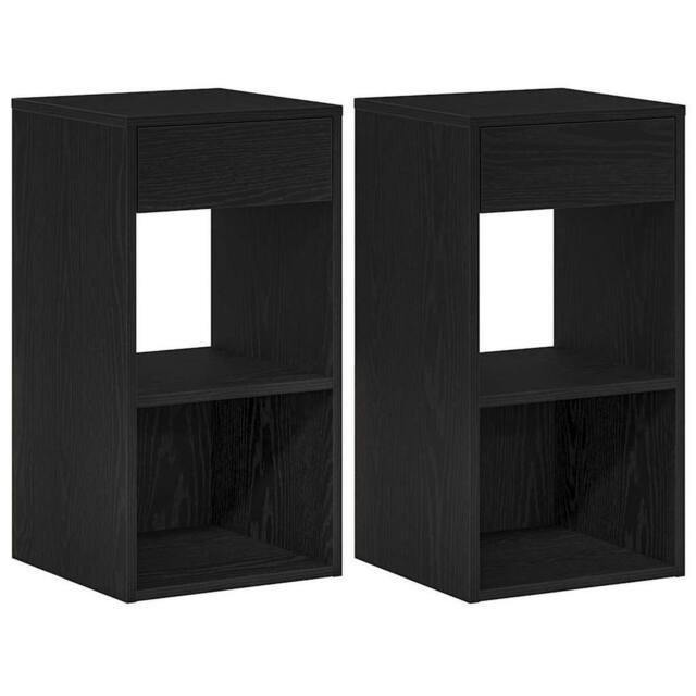 Berkfield Home Bedside Cabinets with Drawer 2 pcs Black Oak 35x34x66.5 cm - image 1