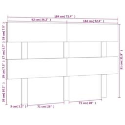 Berkfield Home Bed Headboard Black 184x3x81 cm Solid Wood Pine - Size: 184 x 3 x 81 cm - thumbnail 6
