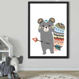 ARTZE Grey Squirrel Tribal Animal Framed Print SIZE: A3 with Black Frame - Size: A4 - thumbnail 2