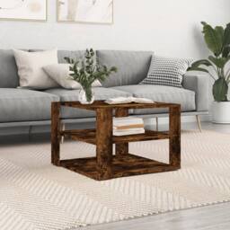 Berkfield Home Coffee Table Smoked Oak 59.5x59.5x40 cm Engineered Wood in Brown - thumbnail 2