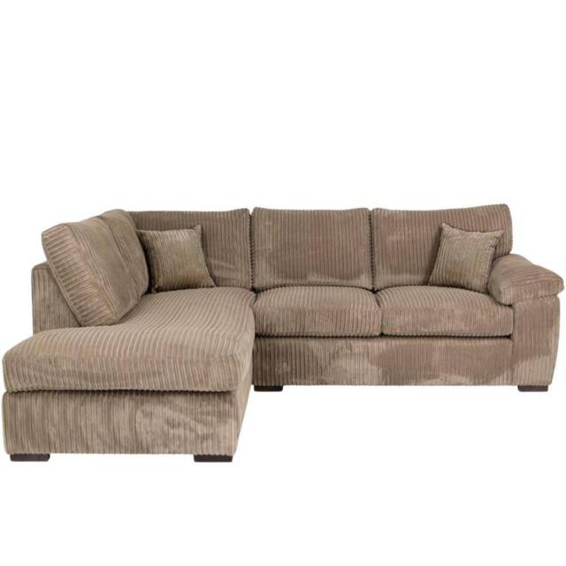 Bliss Furniture Jumbo Cord L Shape 4 Seater Left Hand Corner Sofa in Beige - Size: 4 Person - image 1