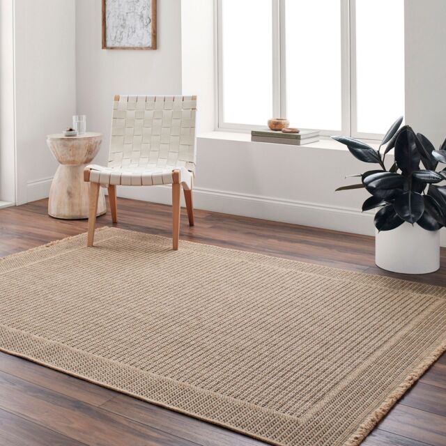 Livabliss Mirage Cottage Tan Black Fringe Jute-Look In- & Outdoor Rug in Beige - Size: 160 cm x 215 cm - image 1