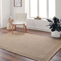 Livabliss Mirage Cottage Tan Black Fringe Jute-Look In- & Outdoor Rug in Beige - Size: 160 cm x 215 cm - thumbnail 1