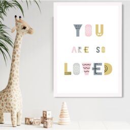 ARTZE Cute You are So Loved Pink Scandi Quote Framed Print SIZE: A3 with White Frame - Size: A4 - thumbnail 2