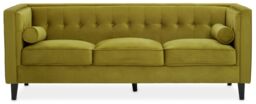 Orsina Refined 3 Seat Grey Velvet Sofa, Velvet Upholstered Mid Century Sofa, Contemporary Sofa For Livingroom in Green - thumbnail 8
