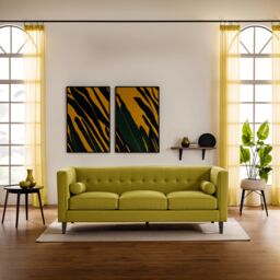 Orsina Refined 3 Seat Grey Velvet Sofa, Velvet Upholstered Mid Century Sofa, Contemporary Sofa For Livingroom in Green - thumbnail 5