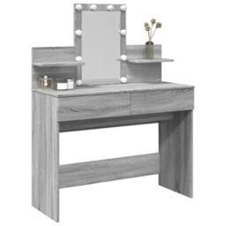 Berkfield Home Dressing Table with LED Grey Sonoma 100x40x130 cm - Size: 100 x 40 x 130 cm - thumbnail 4