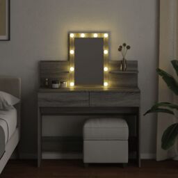 Berkfield Home Dressing Table with LED Grey Sonoma 100x40x130 cm - Size: 100 x 40 x 130 cm - thumbnail 3