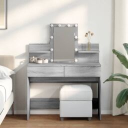Berkfield Home Dressing Table with LED Grey Sonoma 100x40x130 cm - Size: 100 x 40 x 130 cm