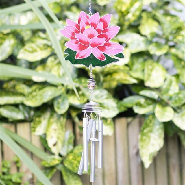 Garden Greatness Pink Water Lily Glass Garden Windchime - Size: 1 Pack - image 1