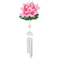 Garden Greatness Pink Water Lily Glass Garden Windchime - Size: 1 Pack - thumbnail 3
