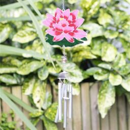 Garden Greatness Pink Water Lily Glass Garden Windchime - Size: 1 Pack - thumbnail 1