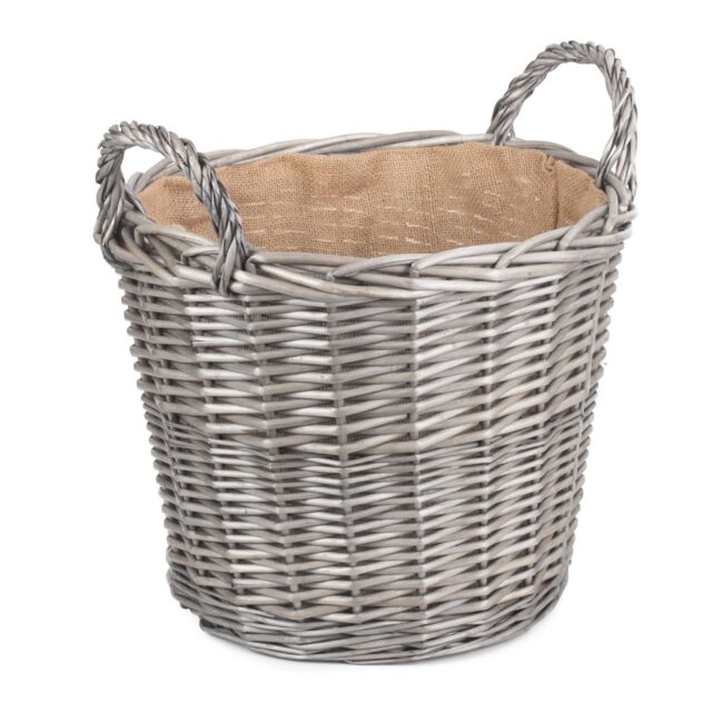 Red Hamper Wicker Antique Wash Finish Lined Log Baskets in Grey - image 1